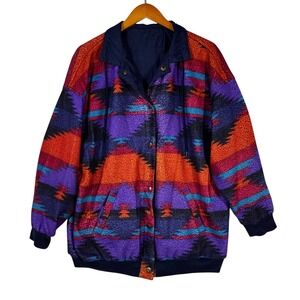 Braetan Jacket Coat XL Multicolor Southwest Aztec Reversible Tribal Festival